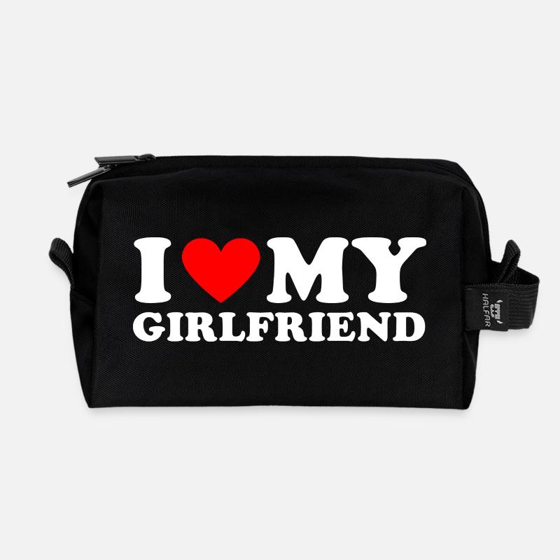 I love my girlfriend - Recycelte Kulturtasche - Schwarz