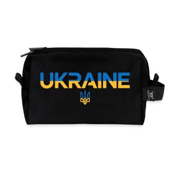 Ukraine Flag Trident Emblem Art - Recycled Toiletry Zip Bag - black - Front