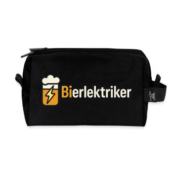 Bierblitz Illustration: Wolke & Blitze - Recycelte Kulturtasche - Schwarz - Vorne