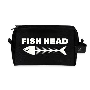 fish head - Recycled Toiletry Zip Bag - black - Front