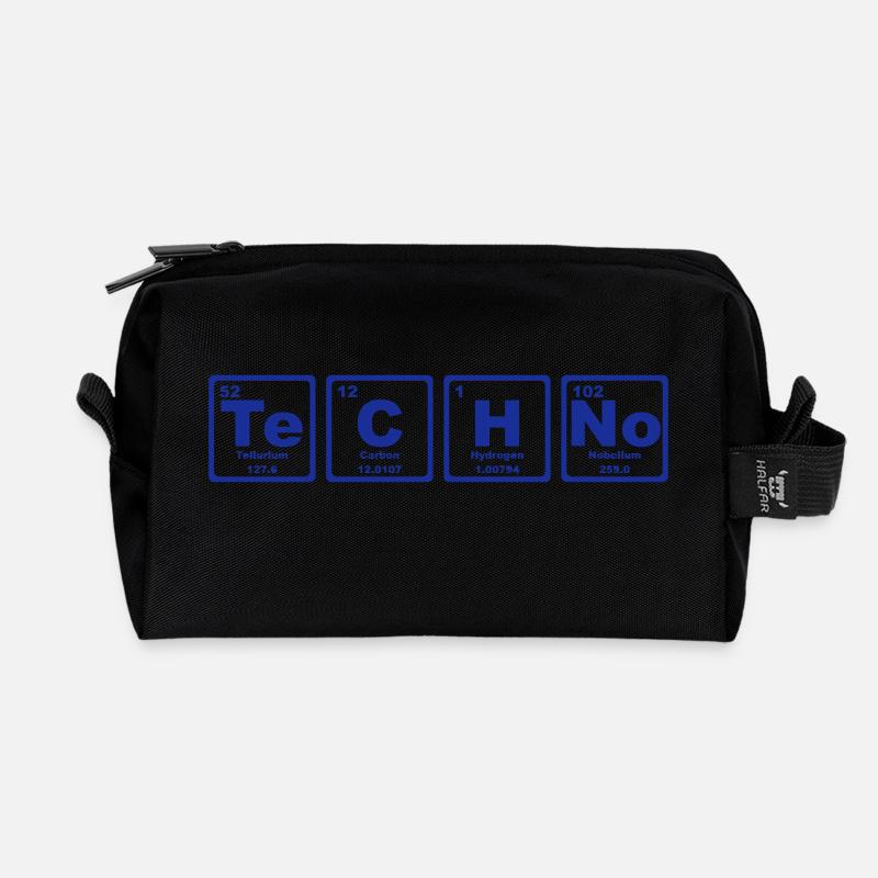TECHNO PERIODIC TABLE - Recycled Toiletry Zip Bag - black
