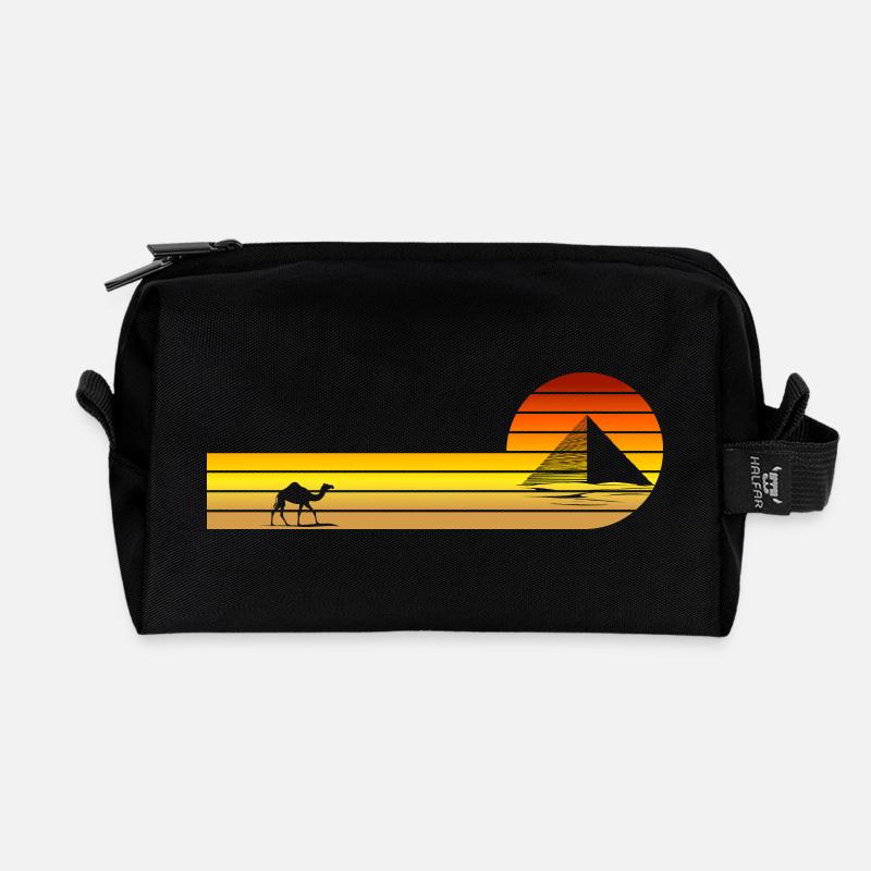 Sunset in Egypt - Recycled Toiletry Zip Bag - black