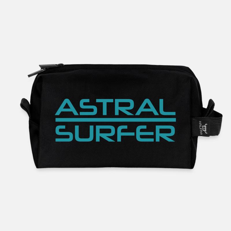 Astral Surfer Design - Recycled Toiletry Zip Bag - black
