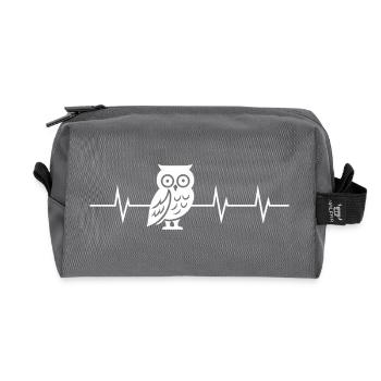Owl Heartbeat - Recycelte Kulturtasche - Anthrazit - Vorne