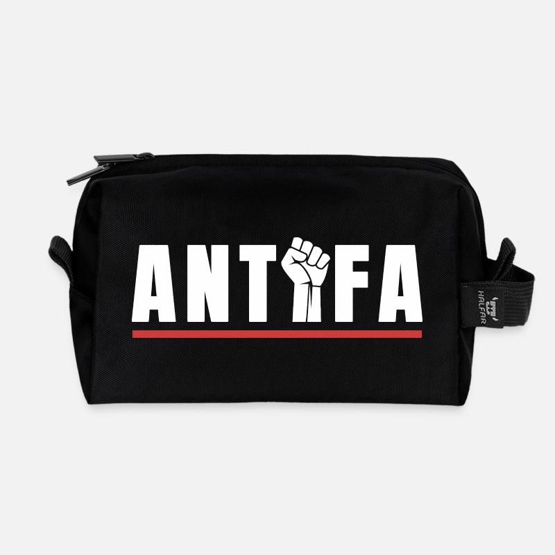 Antifa Protestfaust Antifaschistisches Statement - Recycelte Kulturtasche - Schwarz