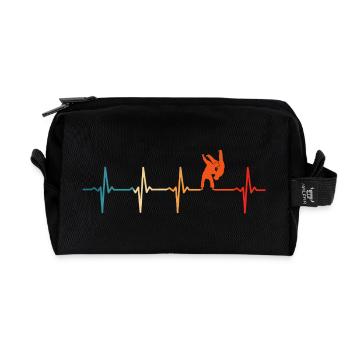 Judo heartbeat martial arts Judoka martial artist - Recycled Toiletry Zip Bag - black - Front