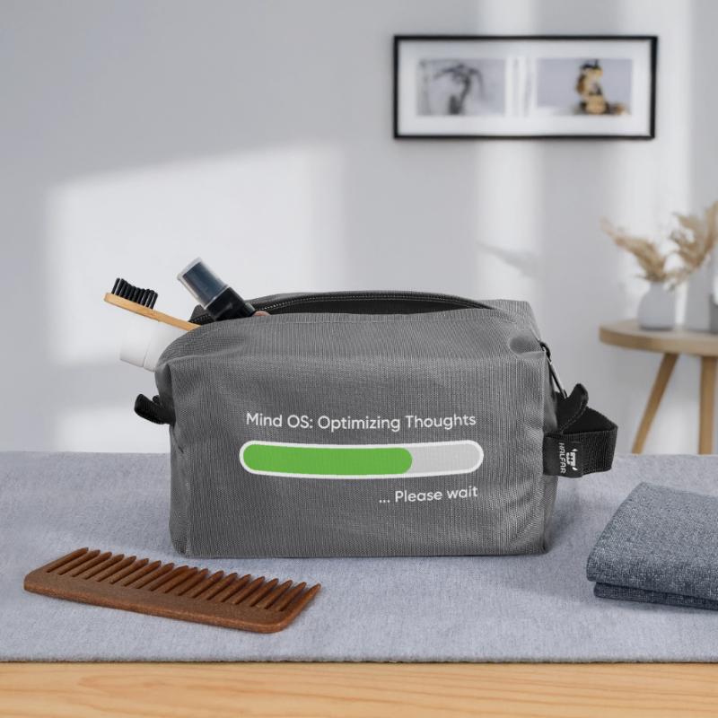 Mind OS Optimizing Thoughts... Please Wait Trousse de toilette en tissu recyclé