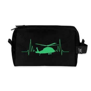 Hubschrauber Herzschlag Ekg - Recycelte Kulturtasche - Schwarz - Vorne