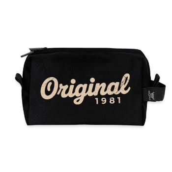 1981 Birthday Gift | Born in 1981 - Recycled Toiletry Zip Bag - black - Front