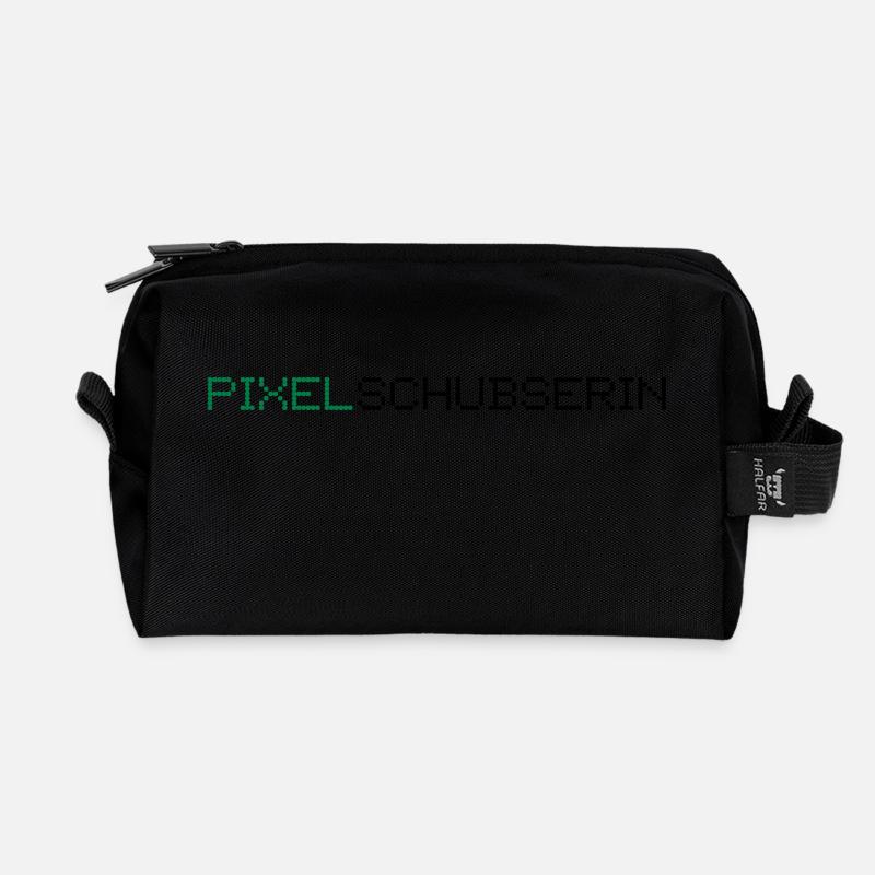 Pixelschubserin im Design von Pixeln, 2fb - Recycelte Kulturtasche - Schwarz