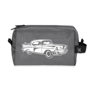 Chevy Bel Air / Oldtimer 01_weiß - Recycelte Kulturtasche - Anthrazit - Vorne