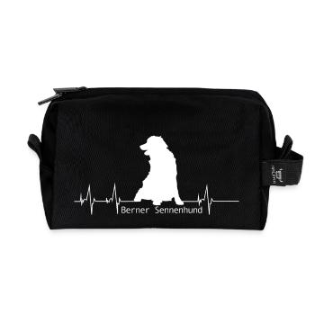 Berner Sennenhund Shirt-Heartbeat - Recycelte Kulturtasche - Schwarz - Vorne