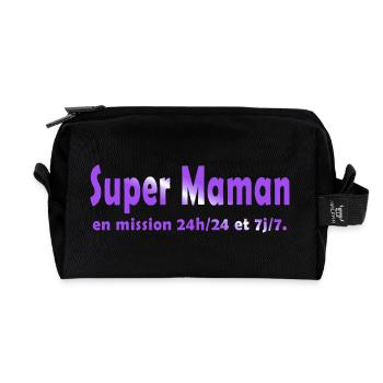 maman mère humour blague cadeau 5 - Trousse de toilette en tissu recyclé - noir - Devant