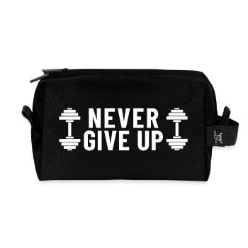 Never Give Up Hanteln Gym - Recycelte Kulturtasche - Schwarz - Vorne