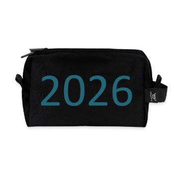 2026 Zahl Jahreszahl - Recycelte Kulturtasche - Schwarz - Vorne