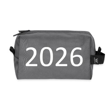 2026 Zahl weiß - Recycelte Kulturtasche - Anthrazit - Vorne
