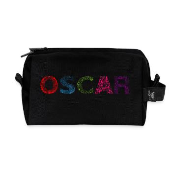Oscar Letter Name - Recycled Toiletry Zip Bag - black - Front