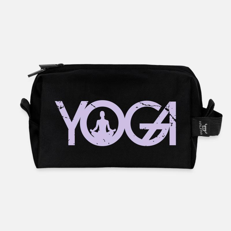 Yoga Schriftzug mit Frau im Grunge Style - Recycelte Kulturtasche - Schwarz