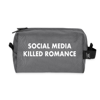 social media killed romance - Recycled Toiletry Zip Bag - anthracite - Front