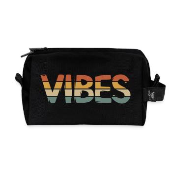 Retro Vibes – Vintage Style Schriftzug mit Spiegel - Recycelte Kulturtasche - Schwarz - Vorne