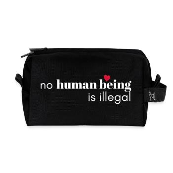 No Human Being Is Illegal - Recycled Toiletry Zip Bag - black - Front