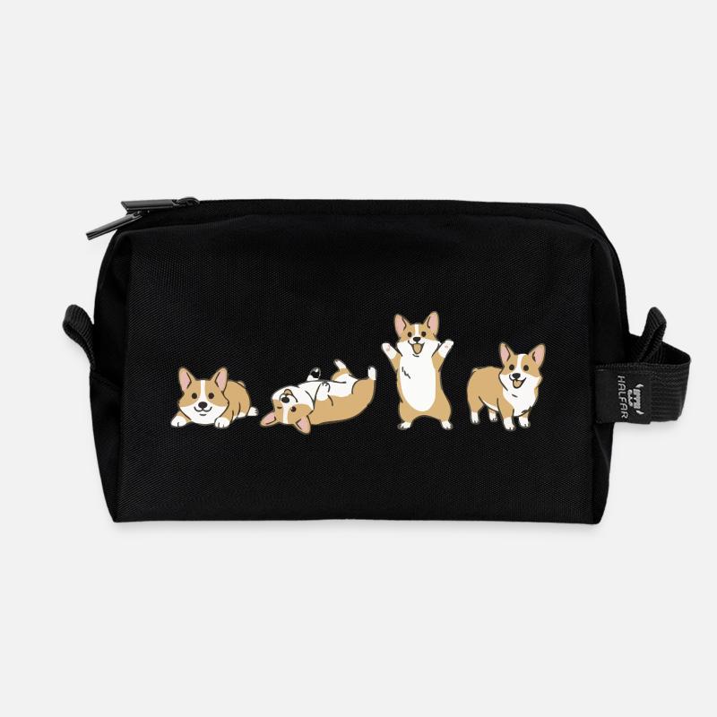 Corgi-Parade Happy Dogs - Recycelte Kulturtasche - Schwarz