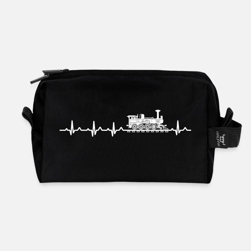 Eisenbahn Heartbeat - Recycelte Kulturtasche - Schwarz