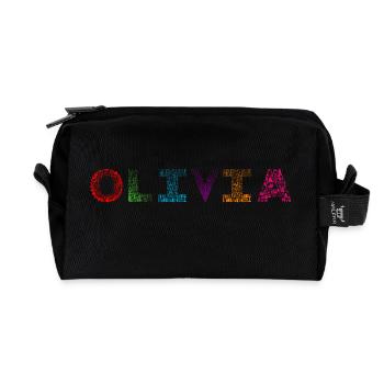 Olivia Letter Name - Recycled Toiletry Zip Bag - black - Front