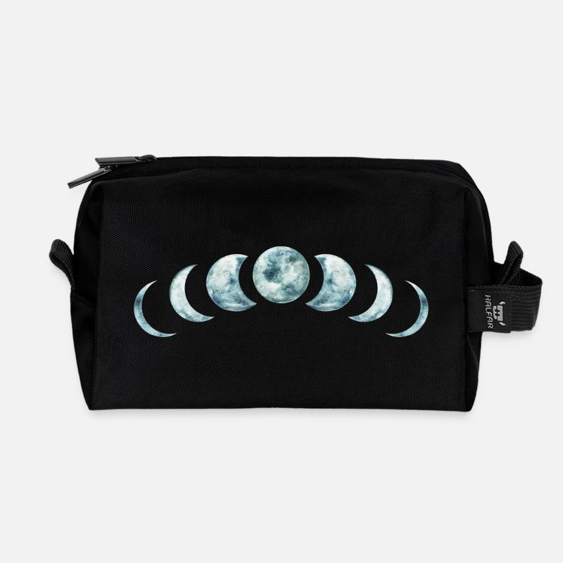 Mondphasen Mystisches Lunar Design - Recycelte Kulturtasche - Schwarz