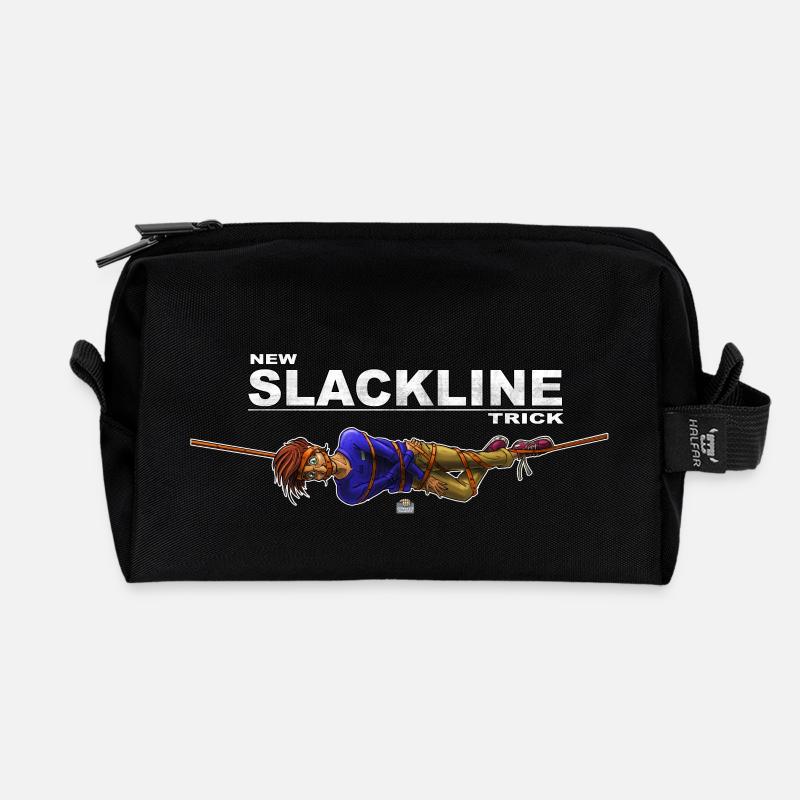 Neuer Slackline-Trick - verrückter Slackliner - Recycelte Kulturtasche - Schwarz