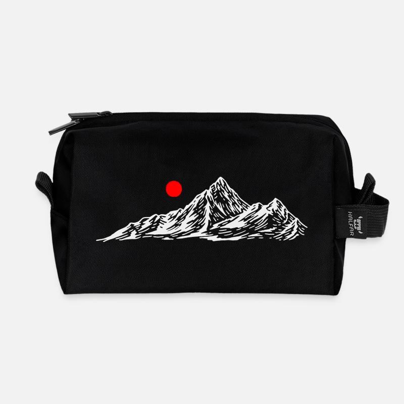 Rote Sonne über dem Weißen Berg - Recycelte Kulturtasche - Schwarz