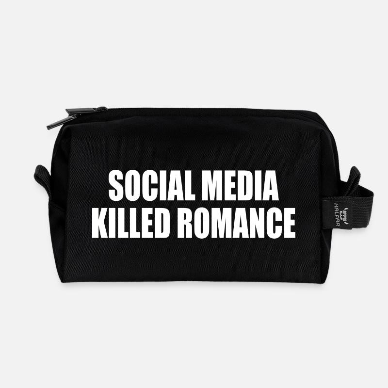 social media killed romance - Recycelte Kulturtasche - Schwarz