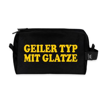 guy with bald head - Recycled Toiletry Zip Bag - black - Front