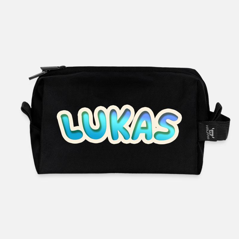 Geschenk für Lukas - Recycelte Kulturtasche - Schwarz