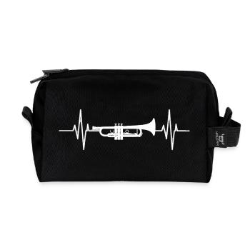 Trompete Herzschlag Geschenk für Trompeter & Trompete - Recycelte Kulturtasche - Schwarz - Vorne
