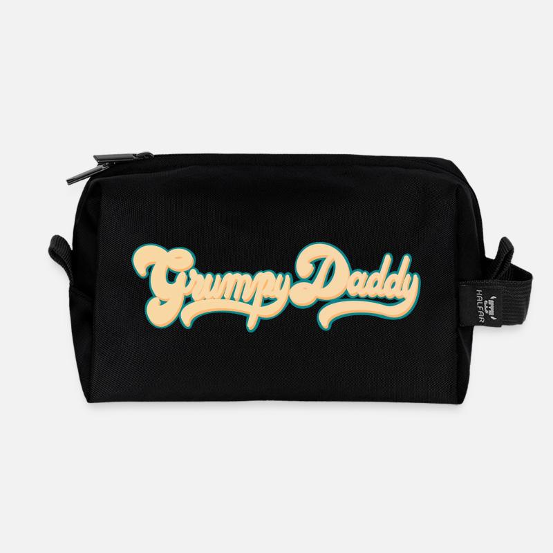 Grumpy Daddy Retro Script - Farbe "Groovy Baby" - Recycelte Kulturtasche - Schwarz