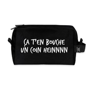 Es füllt einen in einer Ecke, was, Ch'ti-Ausdruck - Recycelte Kulturtasche - Schwarz - Vorne