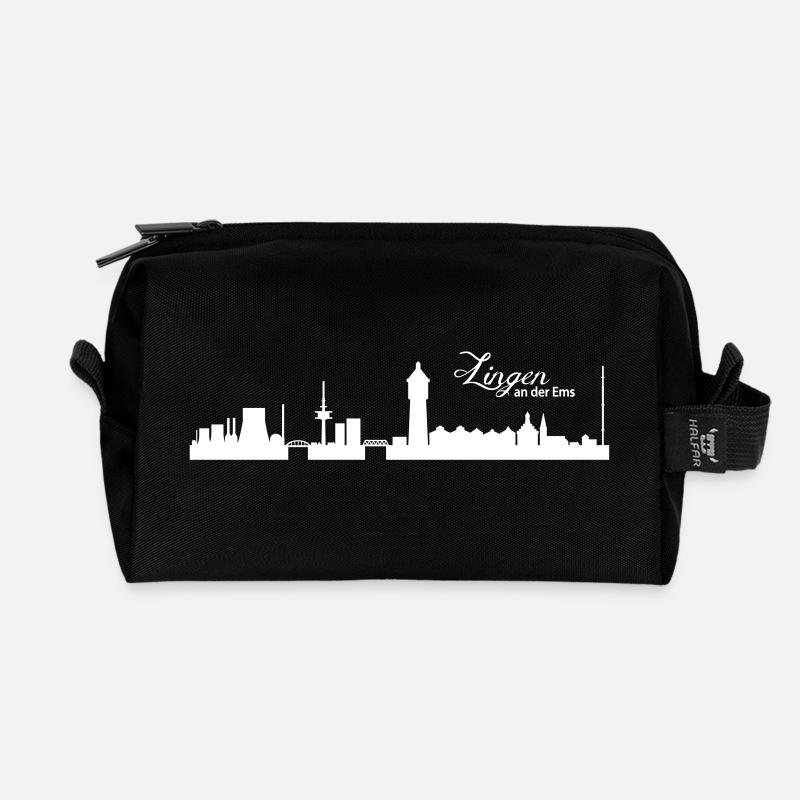 Lingener Skyline - Recycelte Kulturtasche - Schwarz