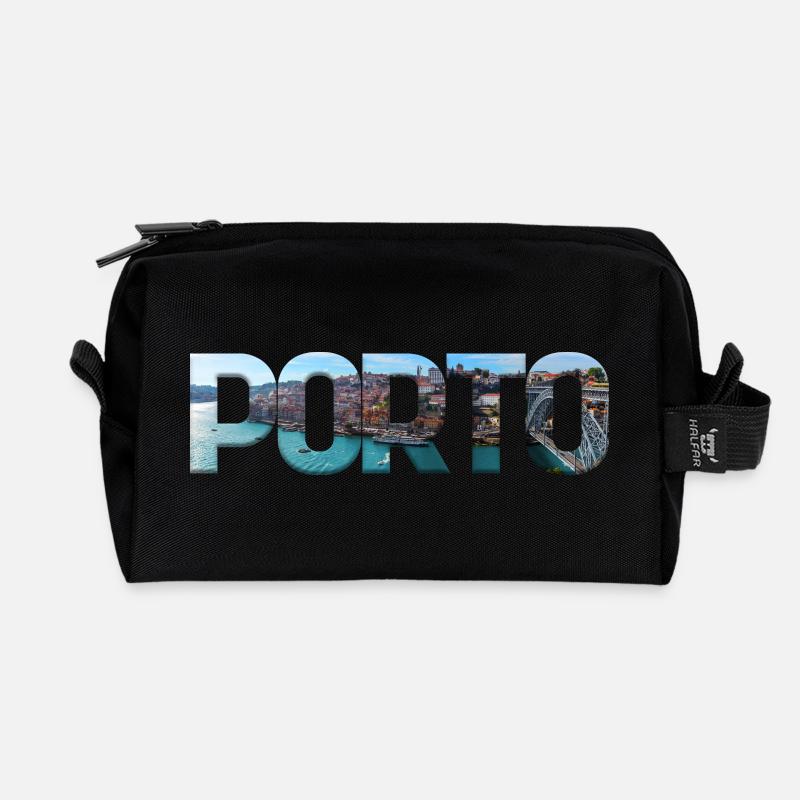 Porto Skyline Cutout - Recycelte Kulturtasche - Schwarz