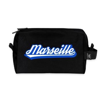 Marseille Retro Blau Script - Recycelte Kulturtasche - Schwarz - Vorne