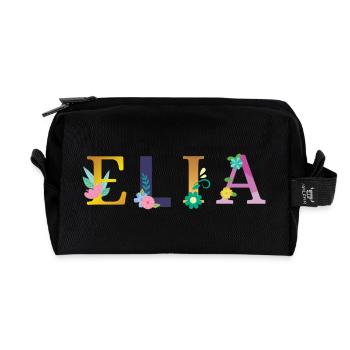 ELIA Name Adorned with Flowers - Recycled Toiletry Zip Bag - black - Front