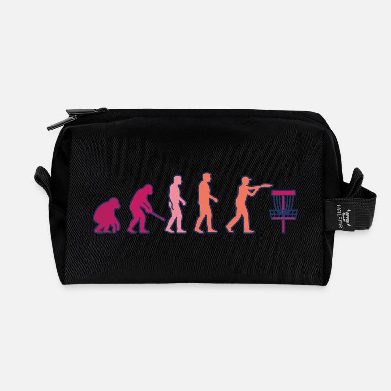 Disc Golf Evolution Lustiger Discgolfer Fliegender Disc - Recycelte Kulturtasche - Schwarz