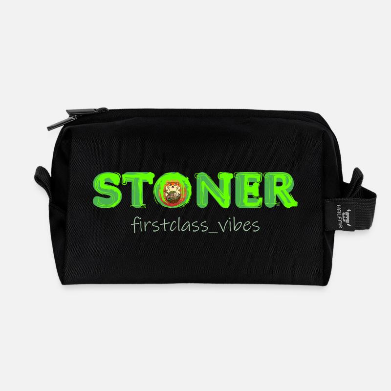 Stoner firstclass_vibes - Recycelte Kulturtasche - Schwarz