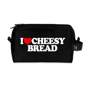 I love cheese bread. My favorite food: cheese bread. - Recycled Toiletry Zip Bag - black - Front