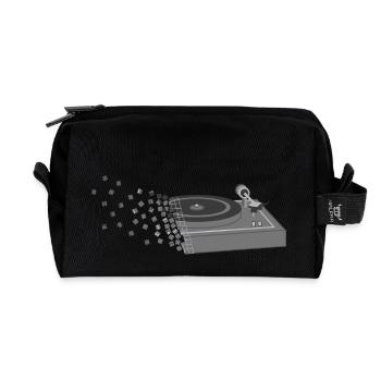 record player - Recycled Toiletry Zip Bag - black - Front