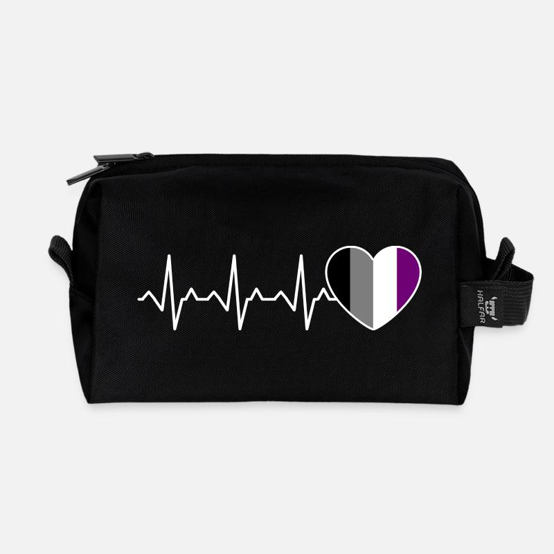 Ace Pride Heartbeat Asexual - Recycelte Kulturtasche - Schwarz