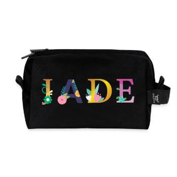JADE Name mit Blumen geschmückt - Recycelte Kulturtasche - Schwarz - Vorne
