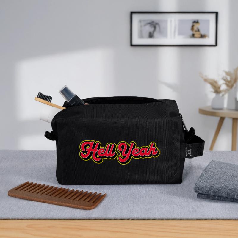 Hell Yeah 3D Retro Script Recycled Toiletry Zip Bag