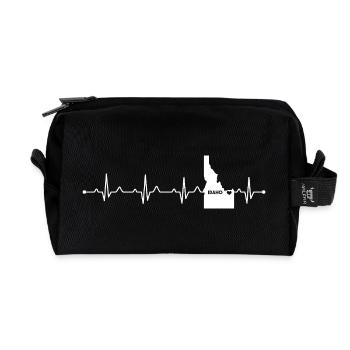 Idaho State Heart Outline Gem State Pride - Recycled Toiletry Zip Bag - black - Front