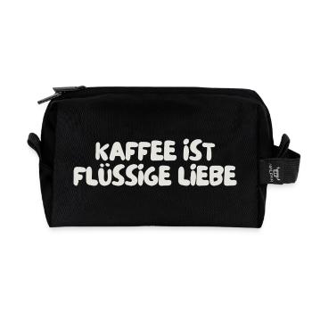 Kaffee ist flüssige Liebe - Recycelte Kulturtasche - Schwarz - Vorne